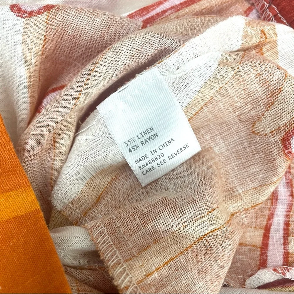 Rachel Zoe Tropical Print Linen Rayon Wide Leg Pants with Belt XL - Picture 10 of 11